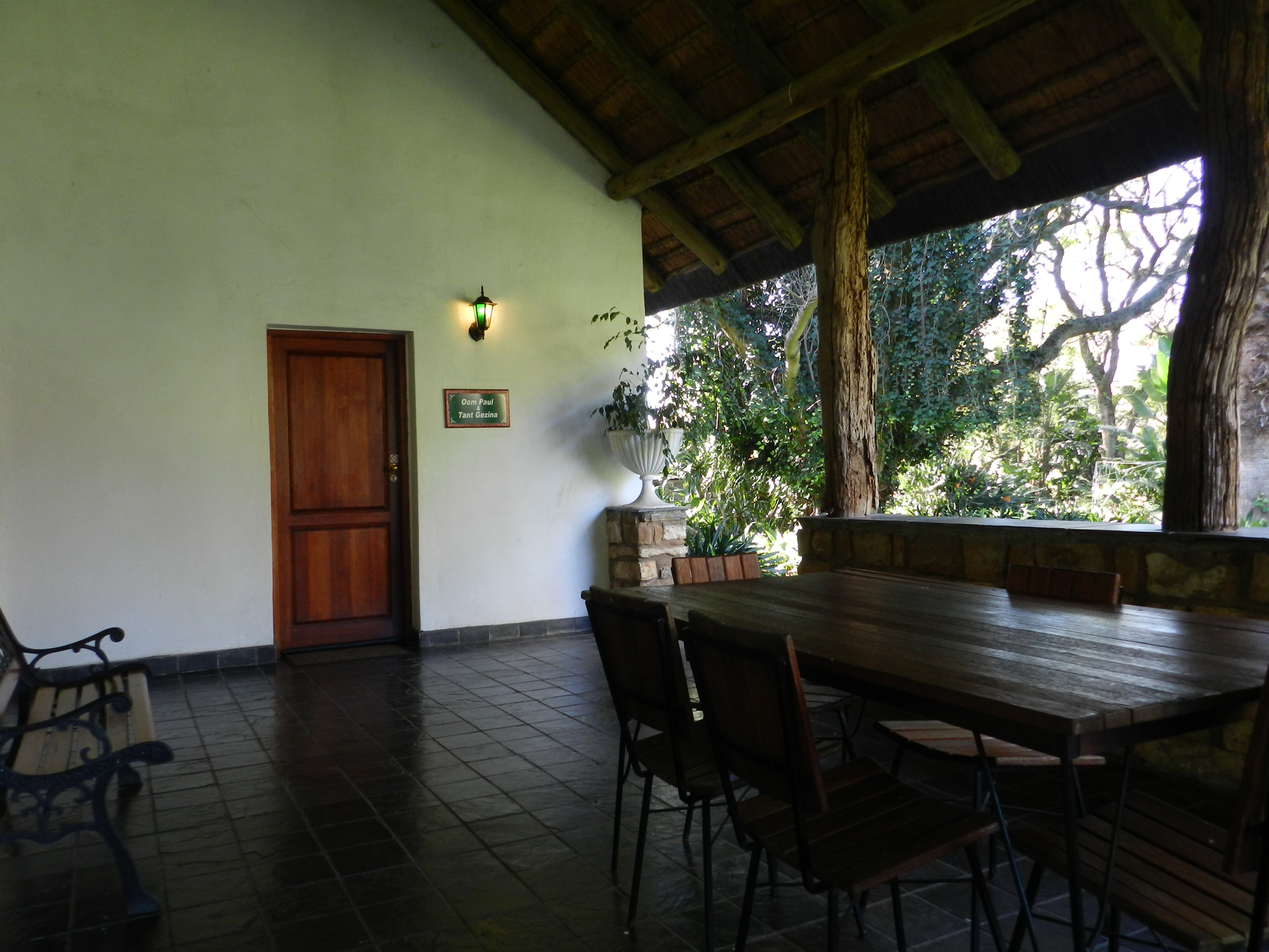 Bridal suite, Oom Paul & Tant Gezina, entrance view from veranda at the President Paul Kruger Guest Lodge, Rustenburg